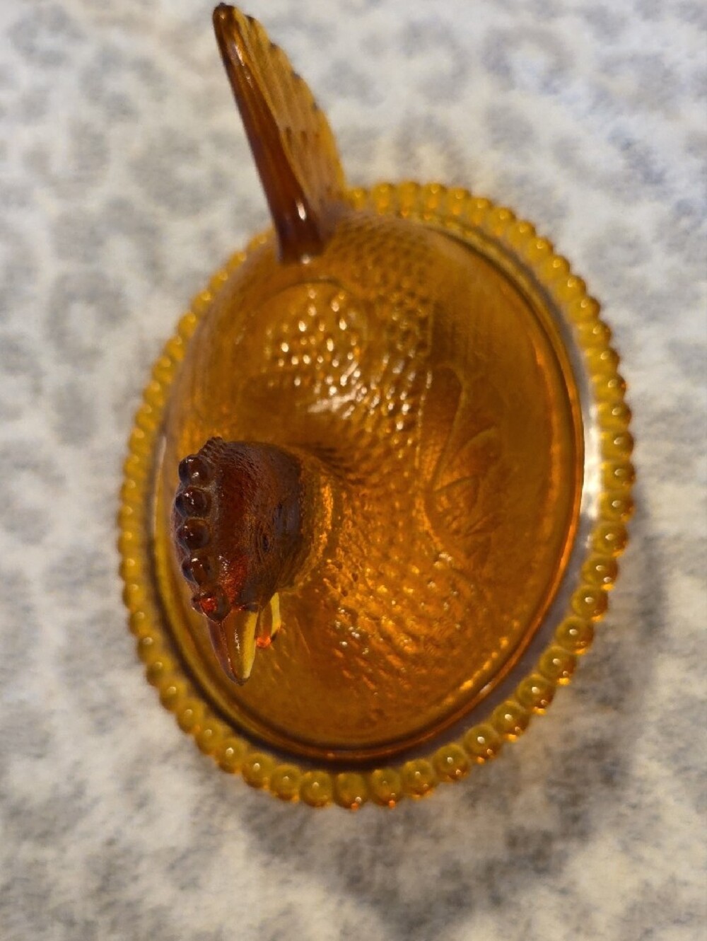 Vintage Mid-Century Modern Indiana Glass Amber "Hen on Nest" Covered Dish 🐔✨ - Picture 3 of 8